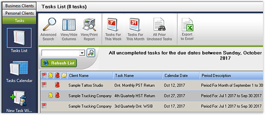 Client Tasks Screenshot