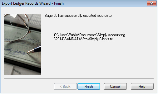 Export Sage 50 Screenshot - Method #1 (Step 6)
